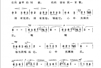 影视剧曲谱：妈妈留给我一首歌（电影《小街》主题歌）