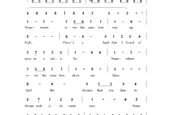 美国经典歌曲谱：飞越彩虹 简谱